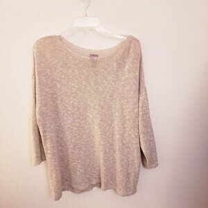 Chico's Relaxed Fit Beige Cotton Blend Pullover with Boatneck Size 3=XL EUC